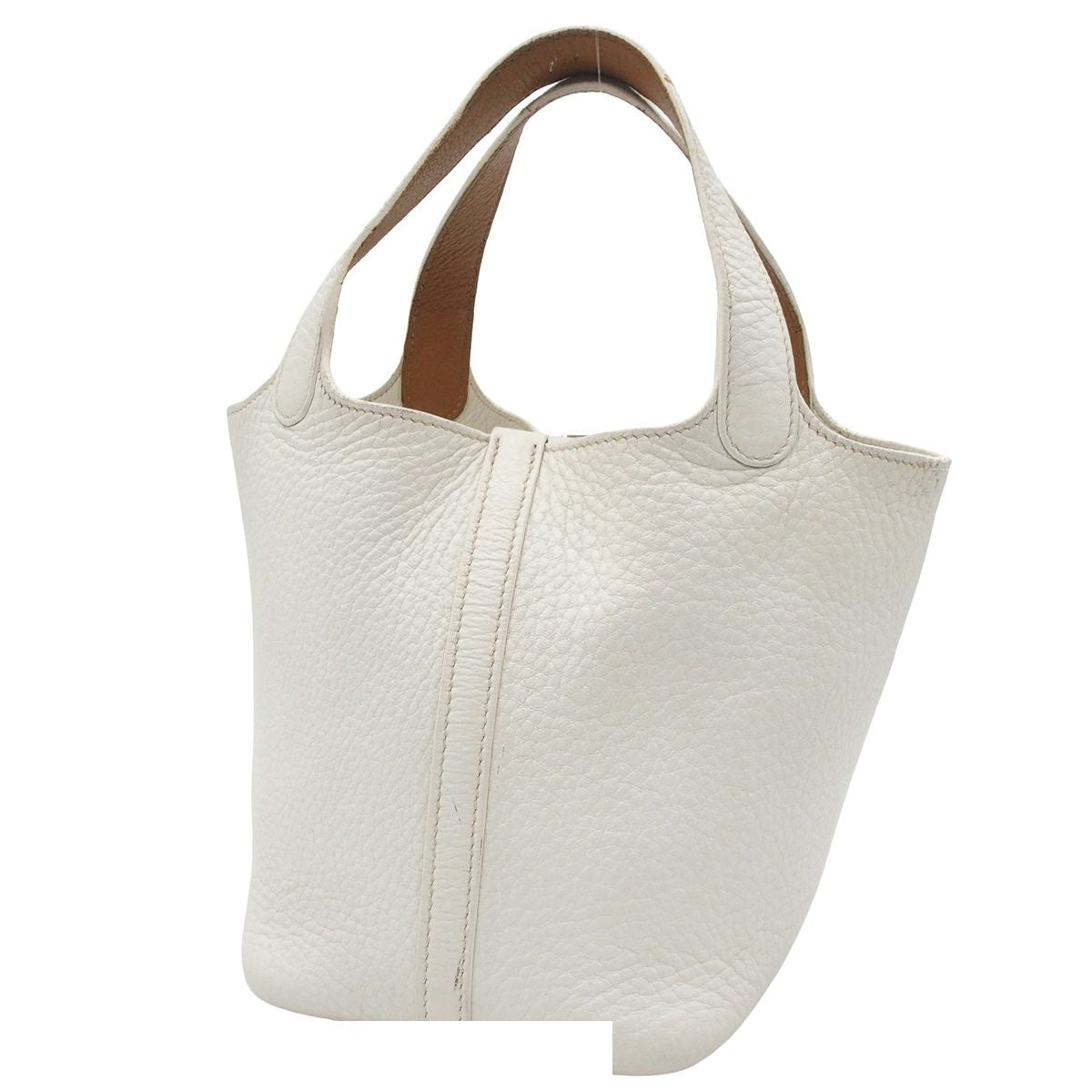 Hermes Picotin PM Bicolor White Natural Sable Silver Taurillon Clemence Handbag — view 2