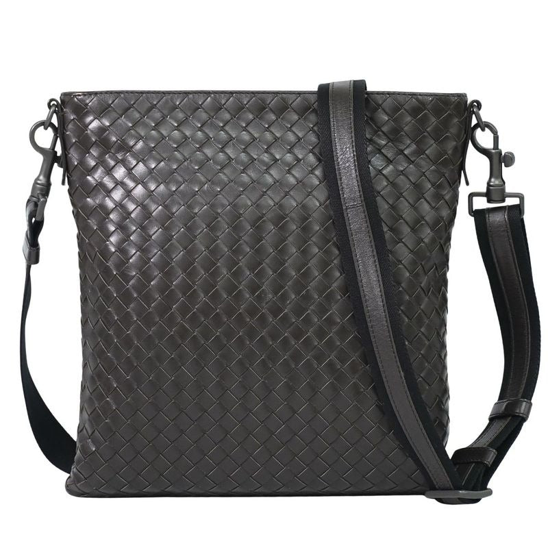 Bottega Veneta Intrecciato Shoulder Bag Pochette Leather Brown