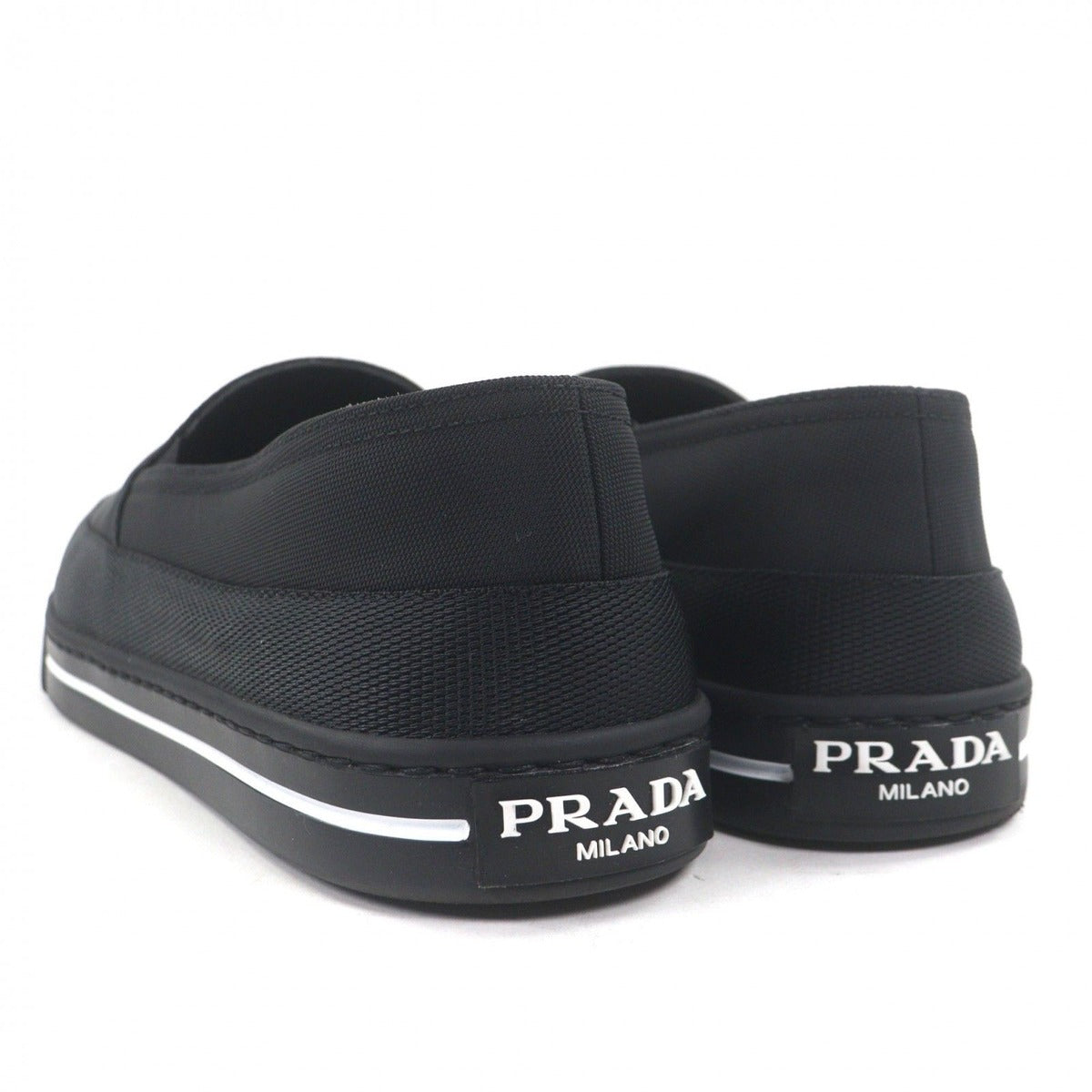 Prada Nylon Triangle Logo Re-Nylon Flat Shoes Slip on Black 6.5 Handbag — view 4