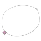 Hermes H Cube Necklace Pendant Metal Silver Hardware Pink Accessories — view 2