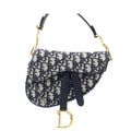 Dior Saddle Bag Mini M ZQ Blue Cotton Calfskin Oblique Jacquard
