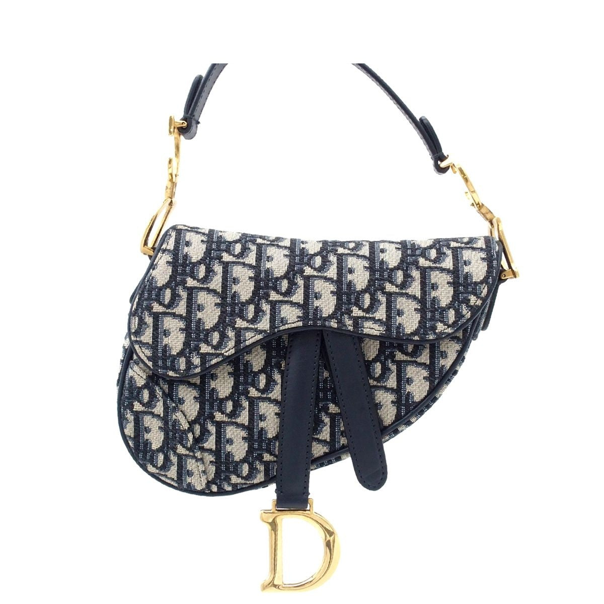 Dior Saddle Bag Mini M ZQ Blue Cotton Calfskin Oblique Jacquard