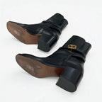 Christian Dior Empreinte Boots Short Shoes Leather Black Gold Belt Logo — view 7