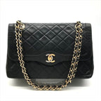 Chanel CC Logo Quilted Lambskin Limited Edition Double Flap Chain Shoulder Bag