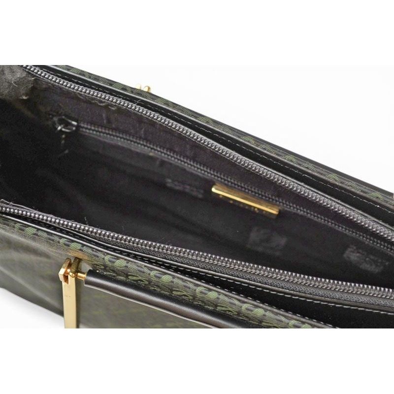 Loewe Handbag Vintage Bag Anagram Metal Handle Green Black — view 9