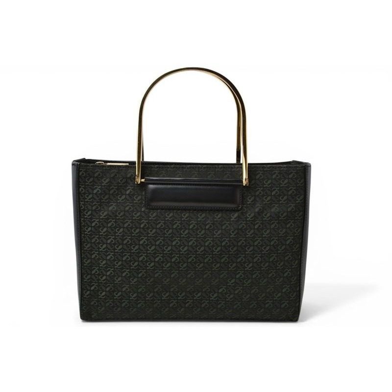 Loewe Handbag Vintage Bag Anagram Metal Handle Green Black