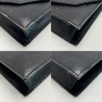 Yves Saint Laurent Logo Clutch Bag Black Leather Vintage — view 6