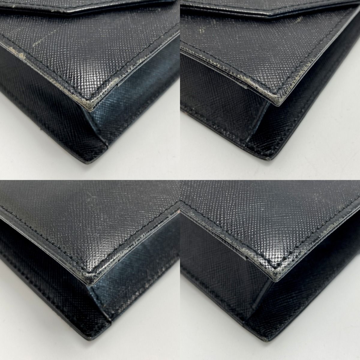 Yves Saint Laurent Logo Clutch Bag Black Leather Vintage — view 6