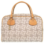 Celine Sulky Carriage Leather Gray White Handbag Boston Bag 1198
