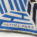 Hermes Shawl Silk Cashmere Beige Blue Brown — view 4