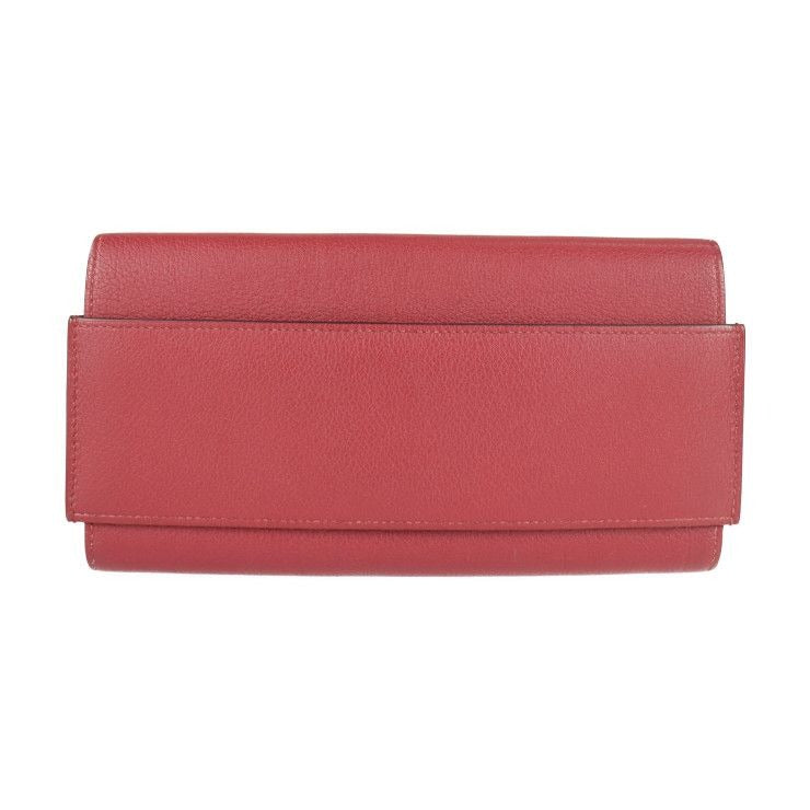 Hermes Passant Long Wallet Evercolor Rouge Grenadier Red Tone Bifold