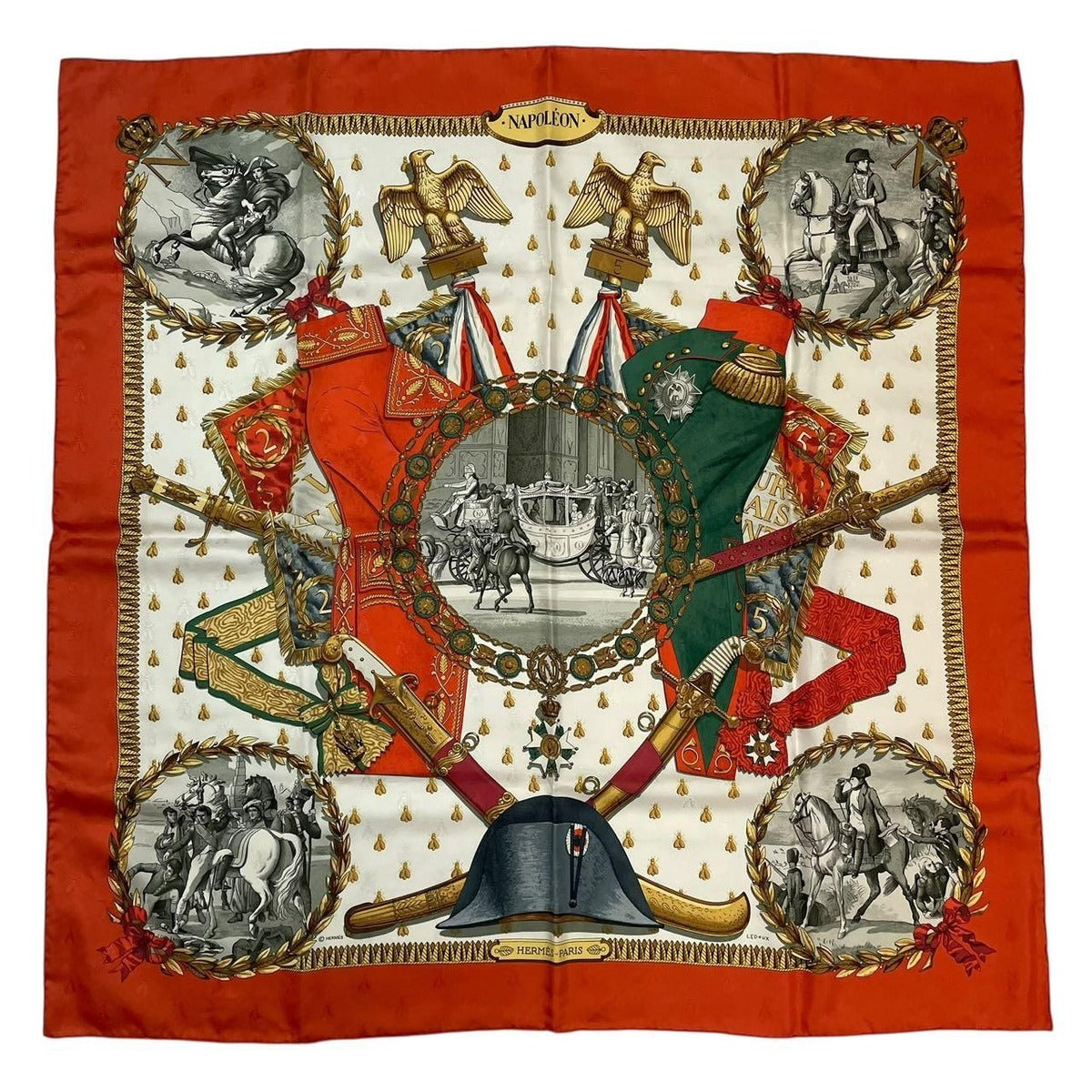 Hermes Scarf 100% Silk Carre 90 Napoleon Red — view 2