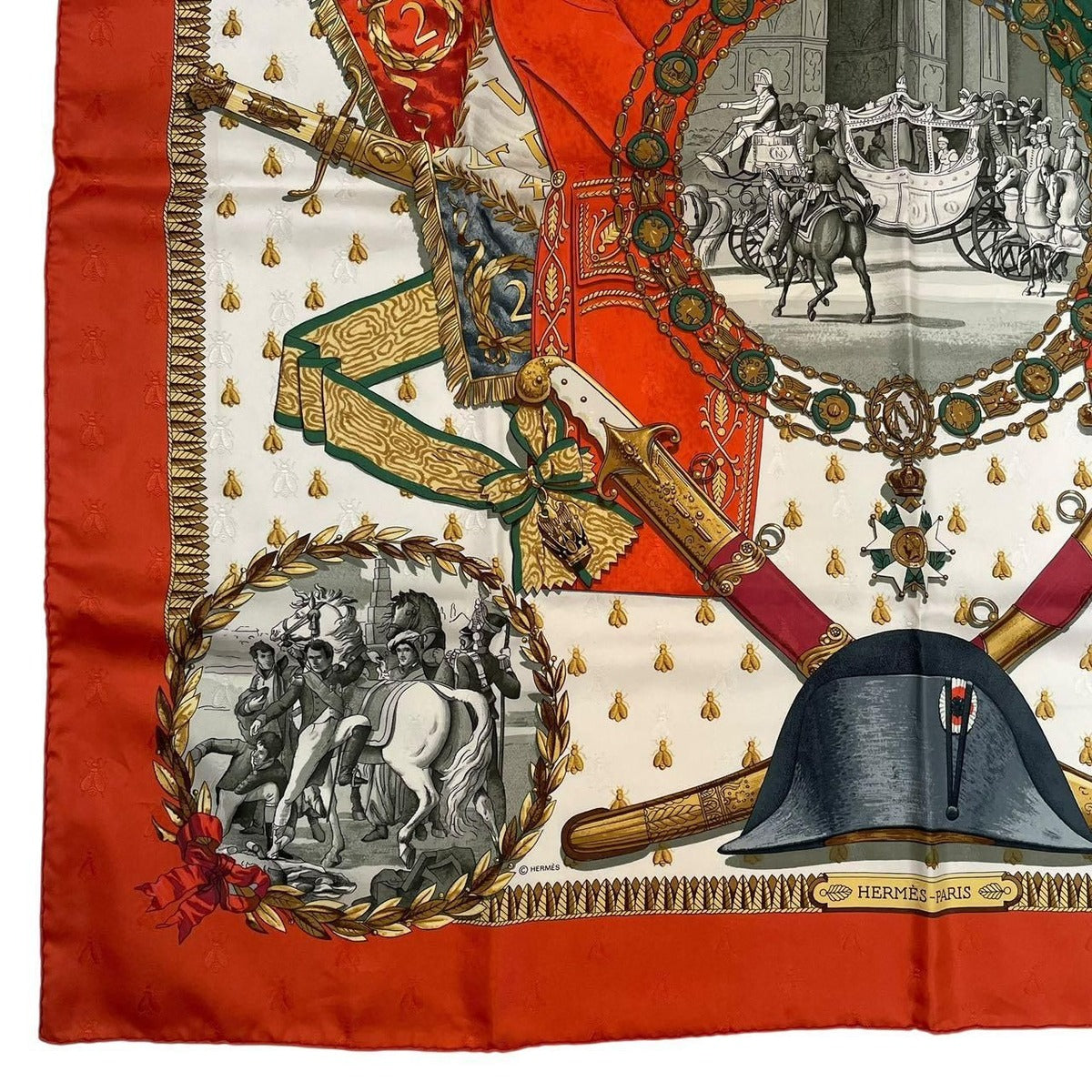 Hermes Scarf 100% Silk Carre 90 Napoleon Red — view 6