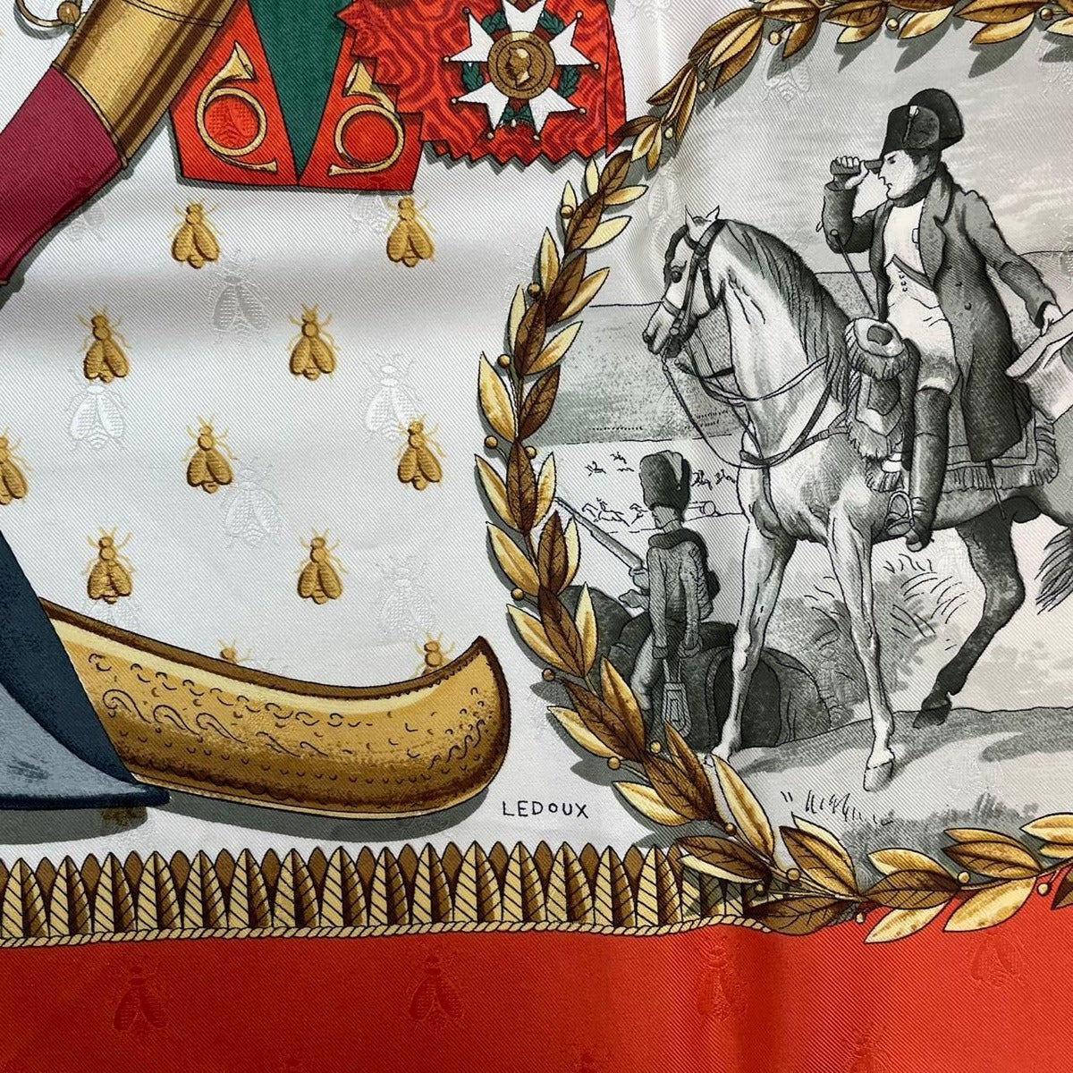 Hermes Scarf 100% Silk Carre 90 Napoleon Red — view 8