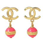 Chanel Stud Earrings Gold Pink — view 2