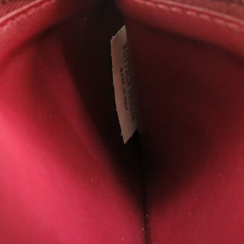 Bottega Veneta Marco Polo Leather Bordeaux Round Zipper Long Wallet Red — view 7