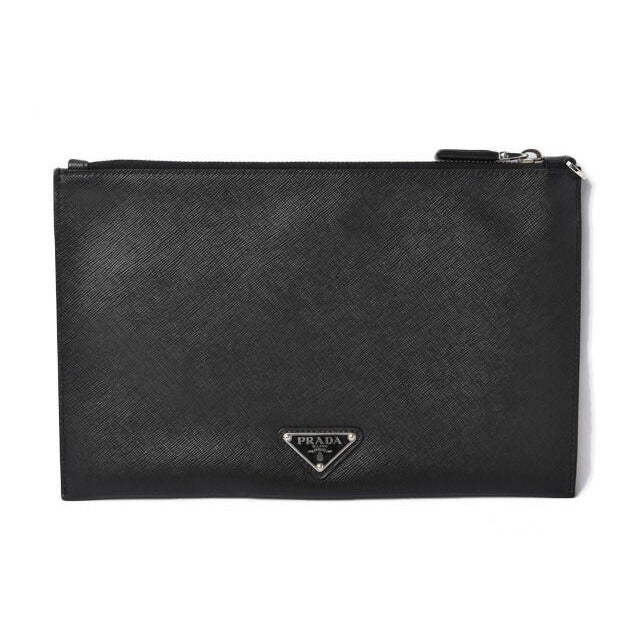 Prada Clutch Bag Travel Pouch Saffiano Patch Patchwork Black Azzurro — view 3
