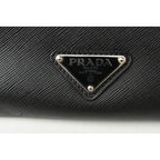 Prada Clutch Bag Travel Pouch Saffiano Patch Patchwork Black Azzurro — view 4