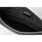 Prada Clutch Bag Travel Pouch Saffiano Patch Patchwork Black Azzurro — view 6