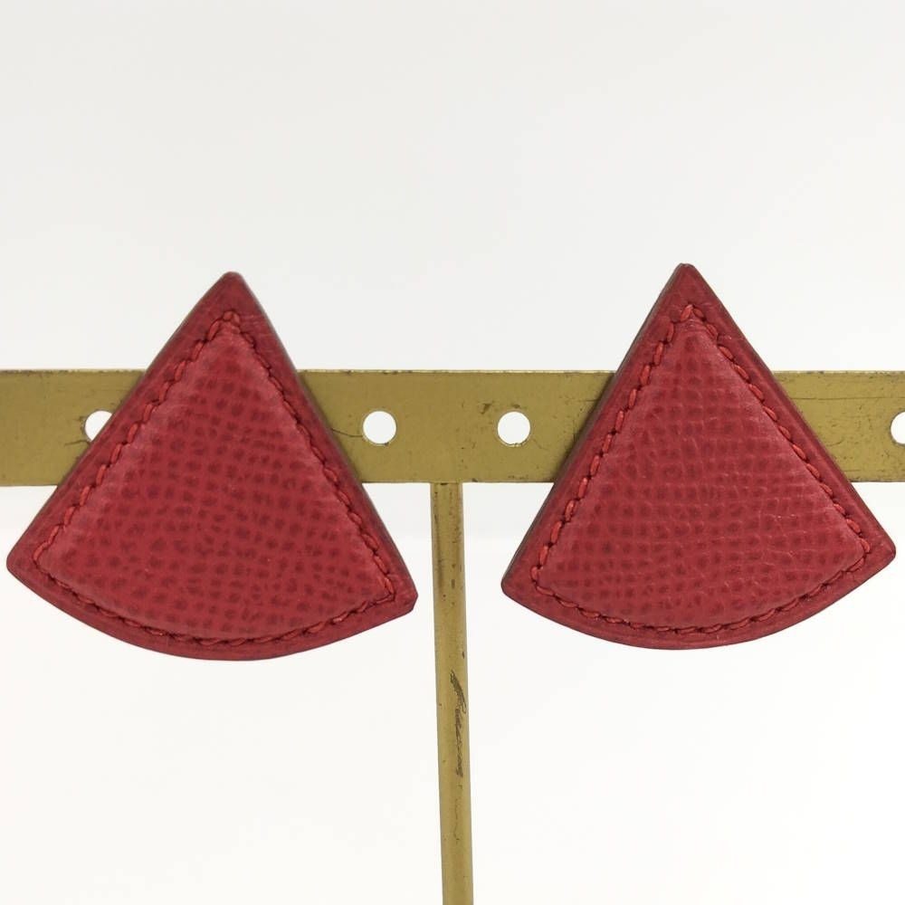 Hermes Earrings Triangle Leather Gold