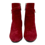 Hermes Saint Germain Boots Short Shoes Kelly Hardware Suede Red Silver — view 2
