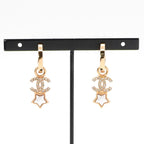 Chanel Earrings Gold Coco Mark Star Hoop Rhinestone — view 7