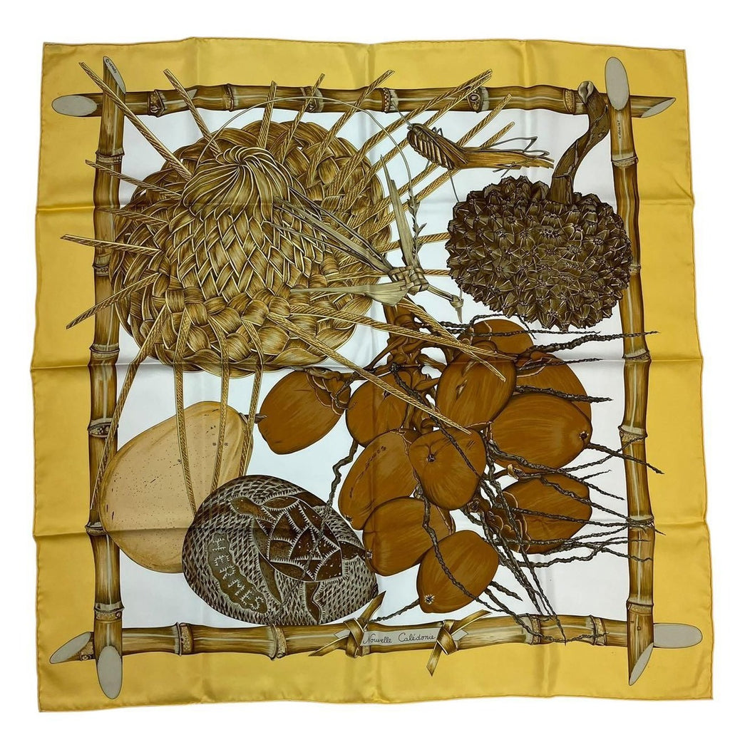 Hermes Carre 90 Jardin Creole Cles Or's Paradise Silk Scarf Yellow — view 2
