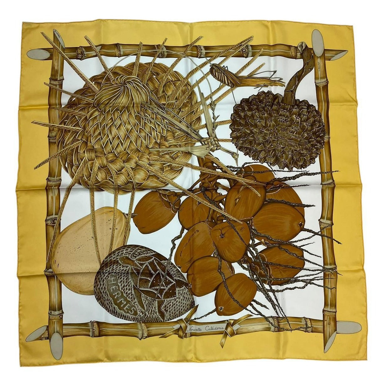 Hermes Carre 90 Jardin Creole Cles Or's Paradise Silk Scarf Yellow — view 2