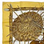 Hermes Carre 90 Jardin Creole Cles Or's Paradise Silk Scarf Yellow — view 3