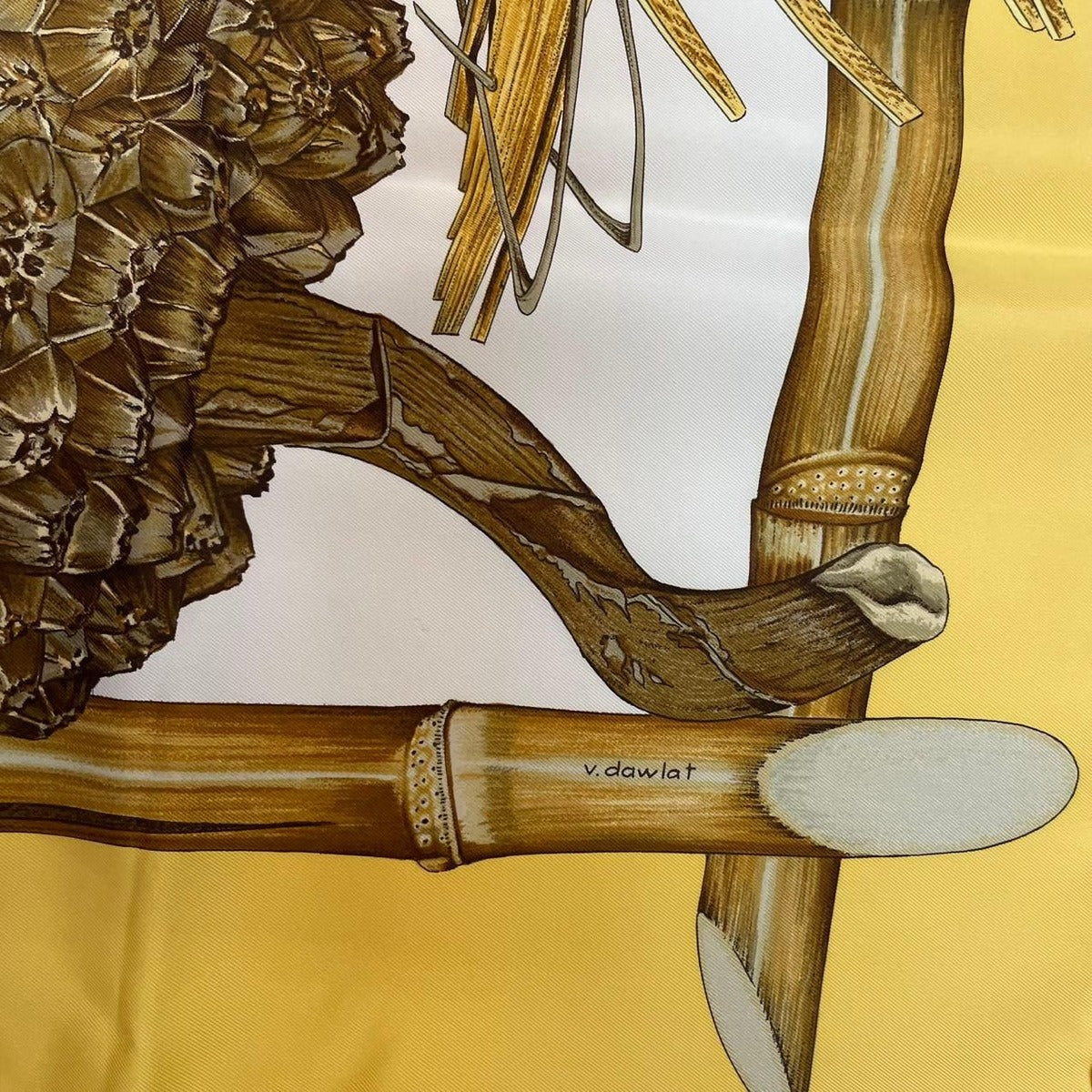 Hermes Carre 90 Jardin Creole Cles Or's Paradise Silk Scarf Yellow — view 7