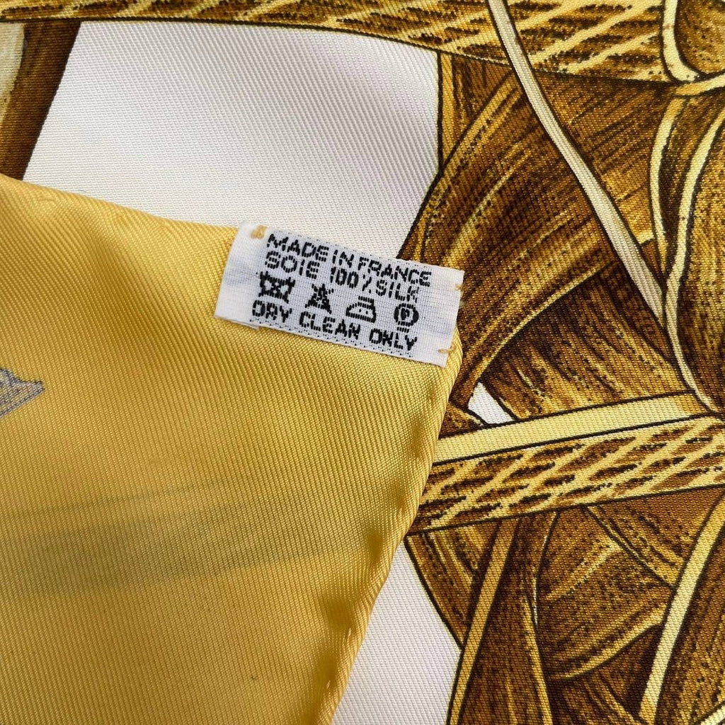 Hermes Carre 90 Jardin Creole Cles Or's Paradise Silk Scarf Yellow — view 9