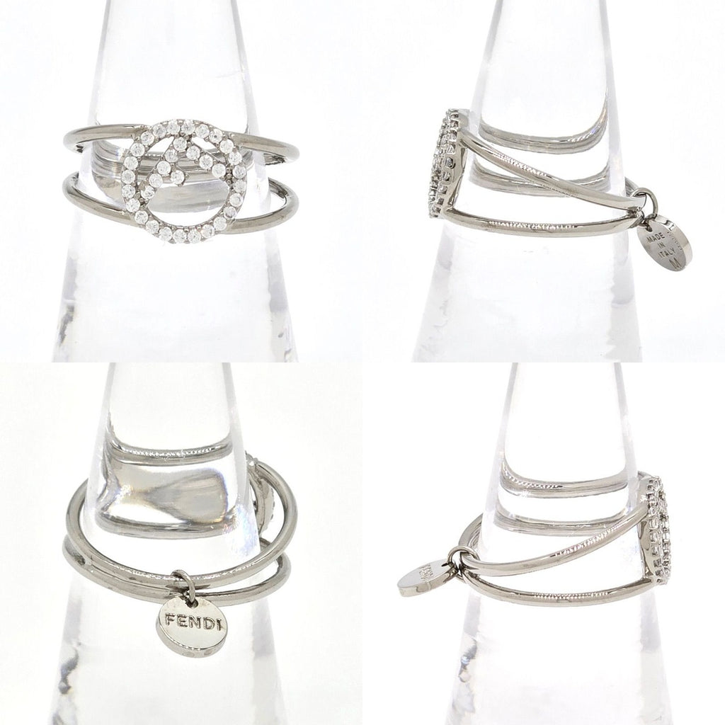 Fendi Is Ring M Crystal Silver Color Metal — view 2