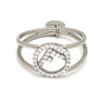 Fendi Is Ring M Crystal Silver Color Metal — view 4