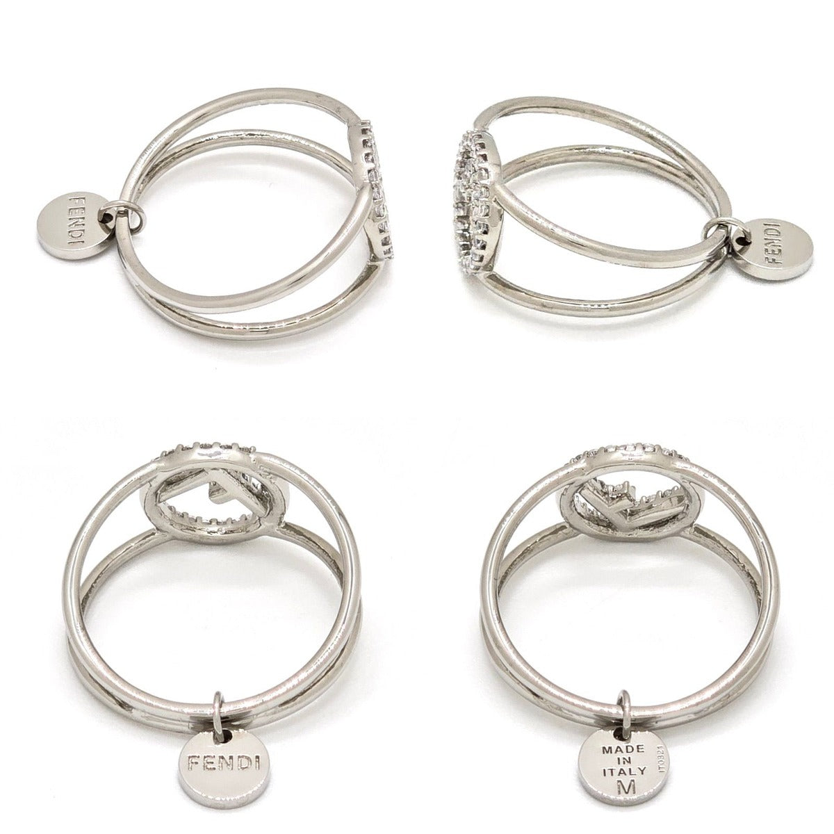 Fendi Is Ring M Crystal Silver Color Metal — view 5