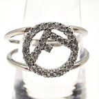 Fendi Is Ring M Crystal Silver Color Metal