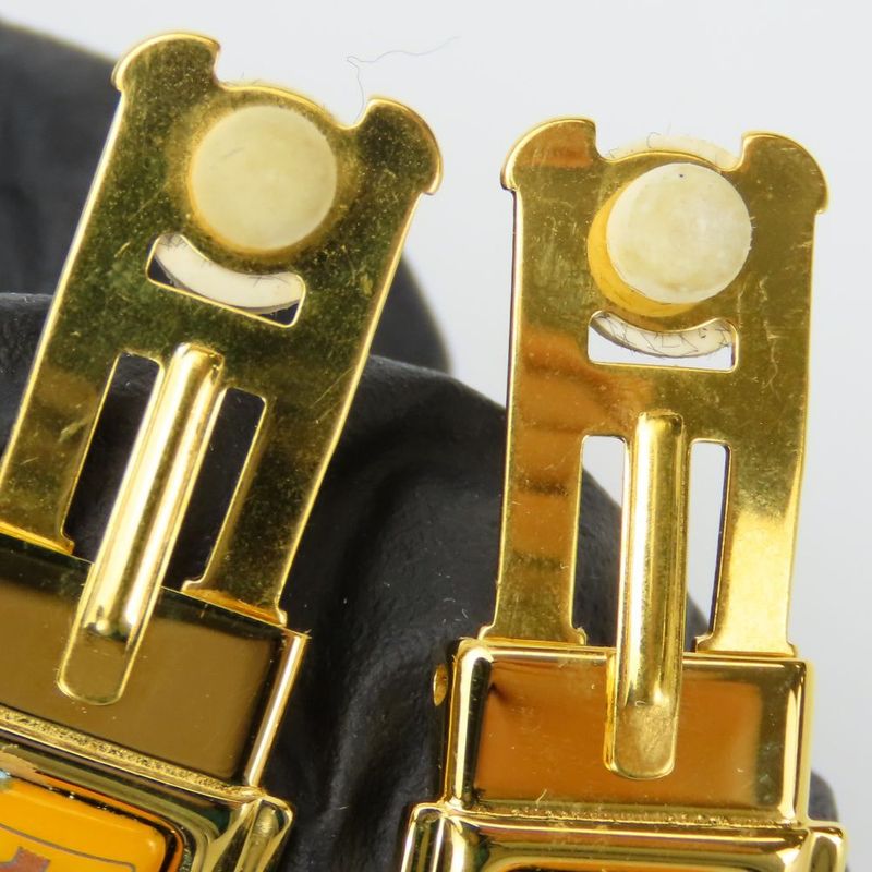 Hermes Earrings Emile Metal Yellow Gold Cloisonne Flower Plated — view 5