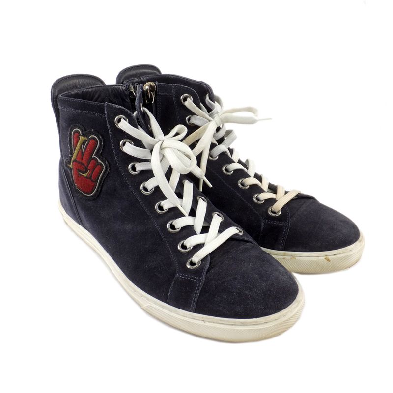 Louis Vuitton High Cut Sneakers Side Zip Suede Dark Navy Size 6 — view 8