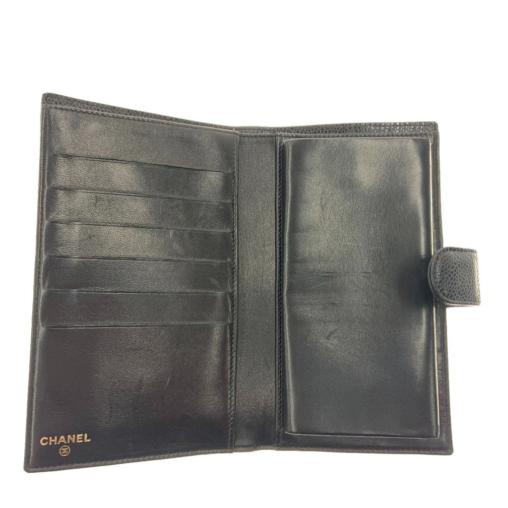 Chanel Caviar Leather Coco Mark Long Wallet Black — view 4