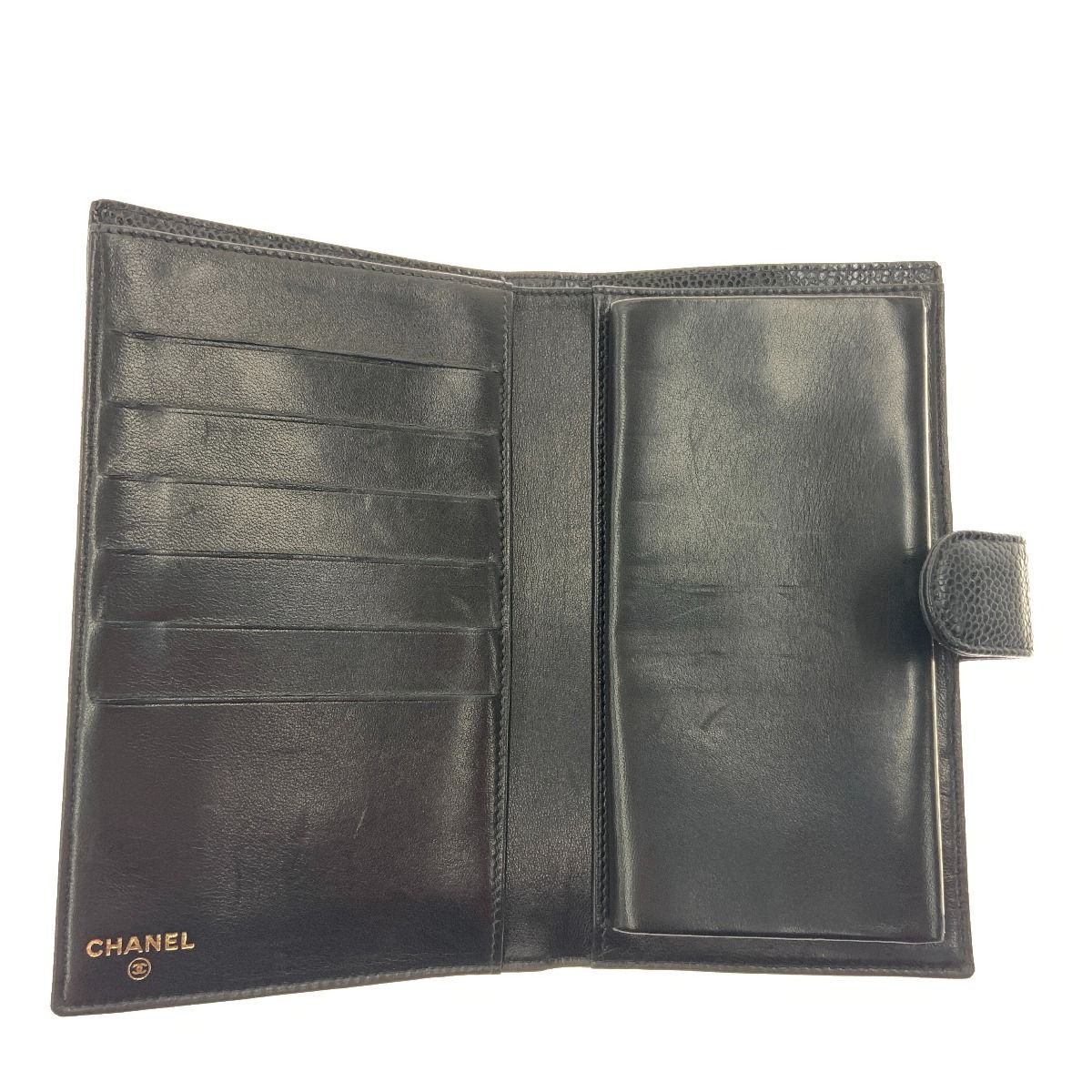 Chanel Caviar Leather Coco Mark Long Wallet Black — view 4