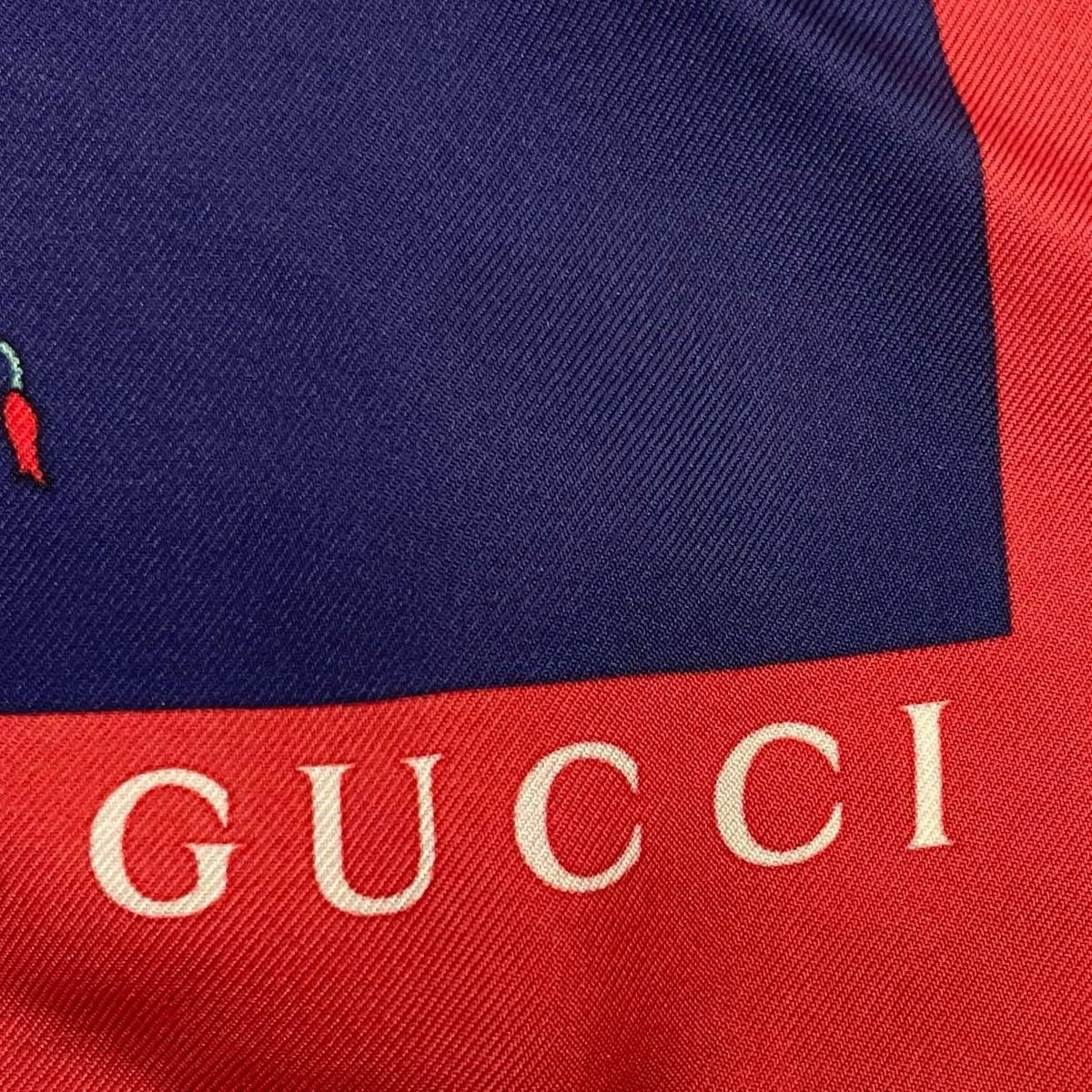 Gucci Silk Flora Scarf Floral Pattern Red — view 8