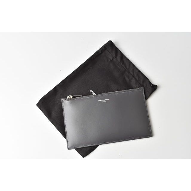 Saint Laurent Paris Flap Pouch Clutch Bag Gray — view 2