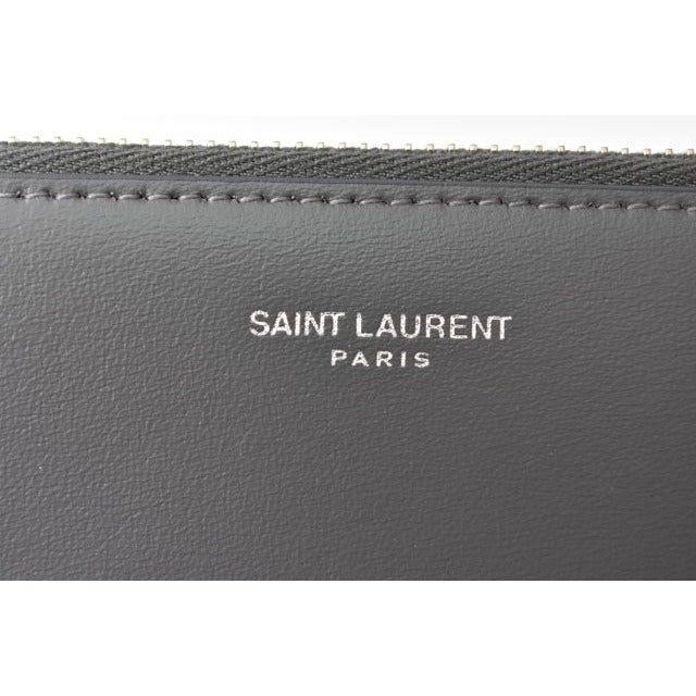 Saint Laurent Paris Flap Pouch Clutch Bag Gray — view 3
