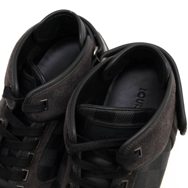 Louis Vuitton Shoes Sneakers High Cut Men Leather Gray Damier Graphite — view 7