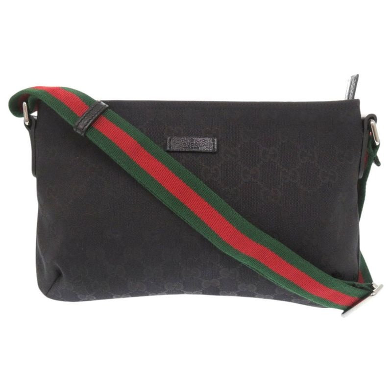 Gucci Sherry Line GG Canvas Leather Black Shoulder Bag 1412