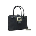 Gucci Handbag G Logo 001-5155 Black Canvas And Leather Gold Hardware