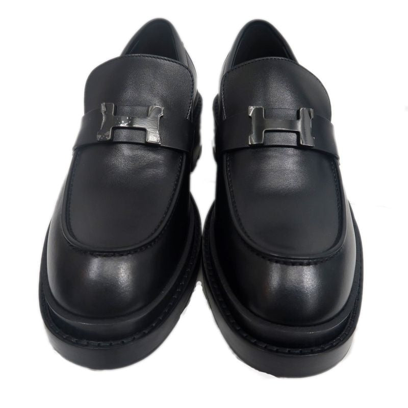 Hermes Moccasins Louvre Size 38 Black Cuff Leather Shoes — view 2