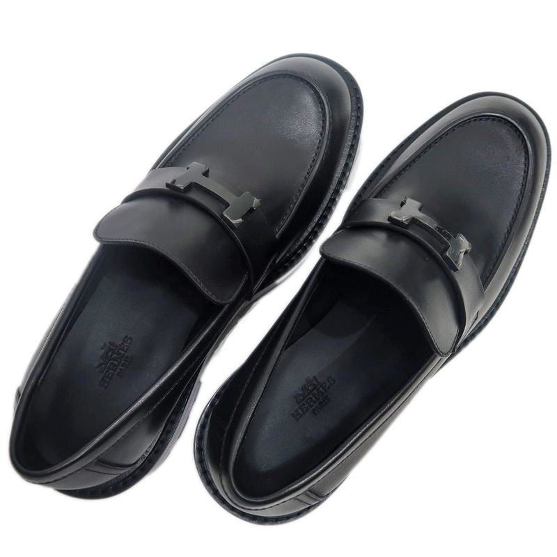 Hermes Moccasins Louvre Size 38 Black Cuff Leather Shoes — view 6