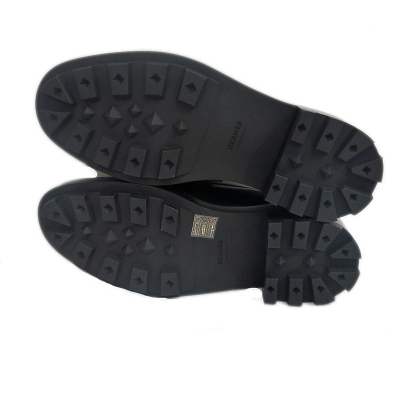 Hermes Moccasins Louvre Size 38 Black Cuff Leather Shoes — view 7
