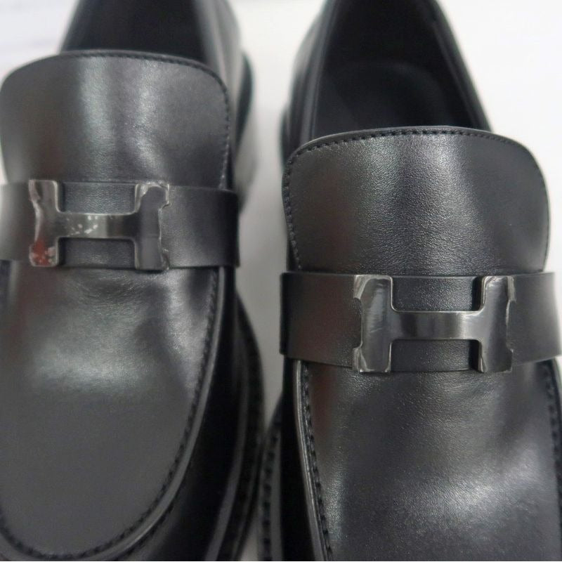 Hermes Moccasins Louvre Size 38 Black Cuff Leather Shoes — view 9