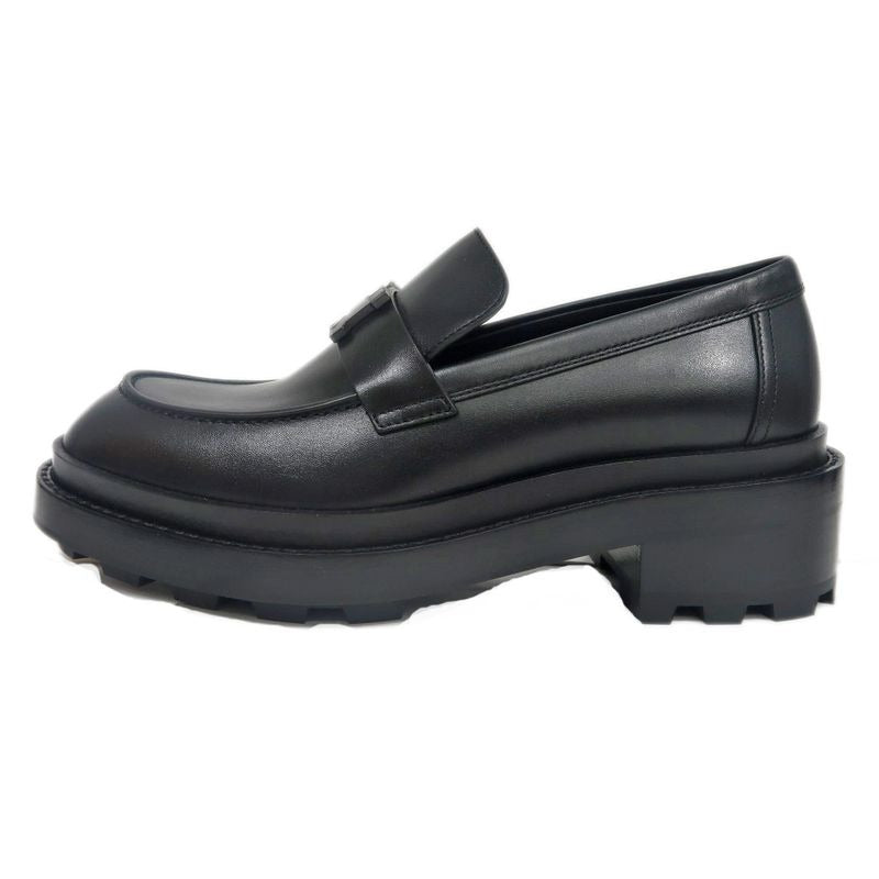 Hermes Moccasins Louvre Size 38 Black Cuff Leather Shoes